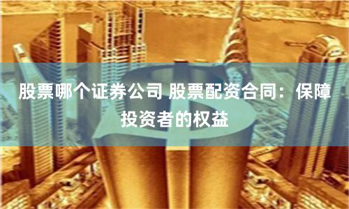 股票哪个证券公司 股票配资合同：保障投资者的权益
